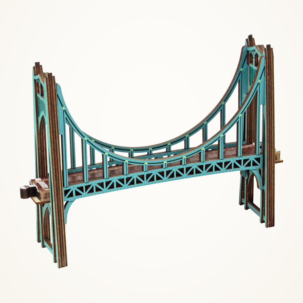Maple Landmark NameTrains St. Johns Wooden Train Bridge on a warm ivory background