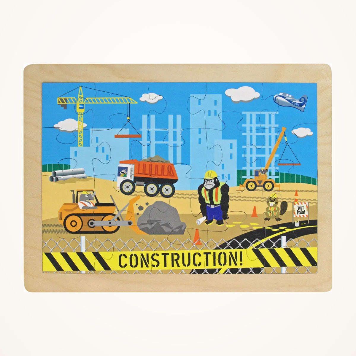 Maple Landmark Construction Puzzle photographed on a warm ivory background.
