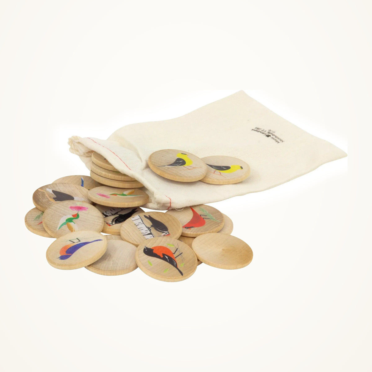Maple Landmark Games To Go Birds Memory photographed on a warm ivory background.
