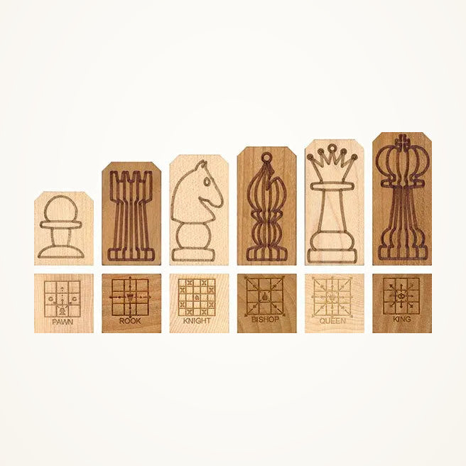 Maple Landmark Wooden Chess Pieces Set, 32 Pieces on a warm ivory background