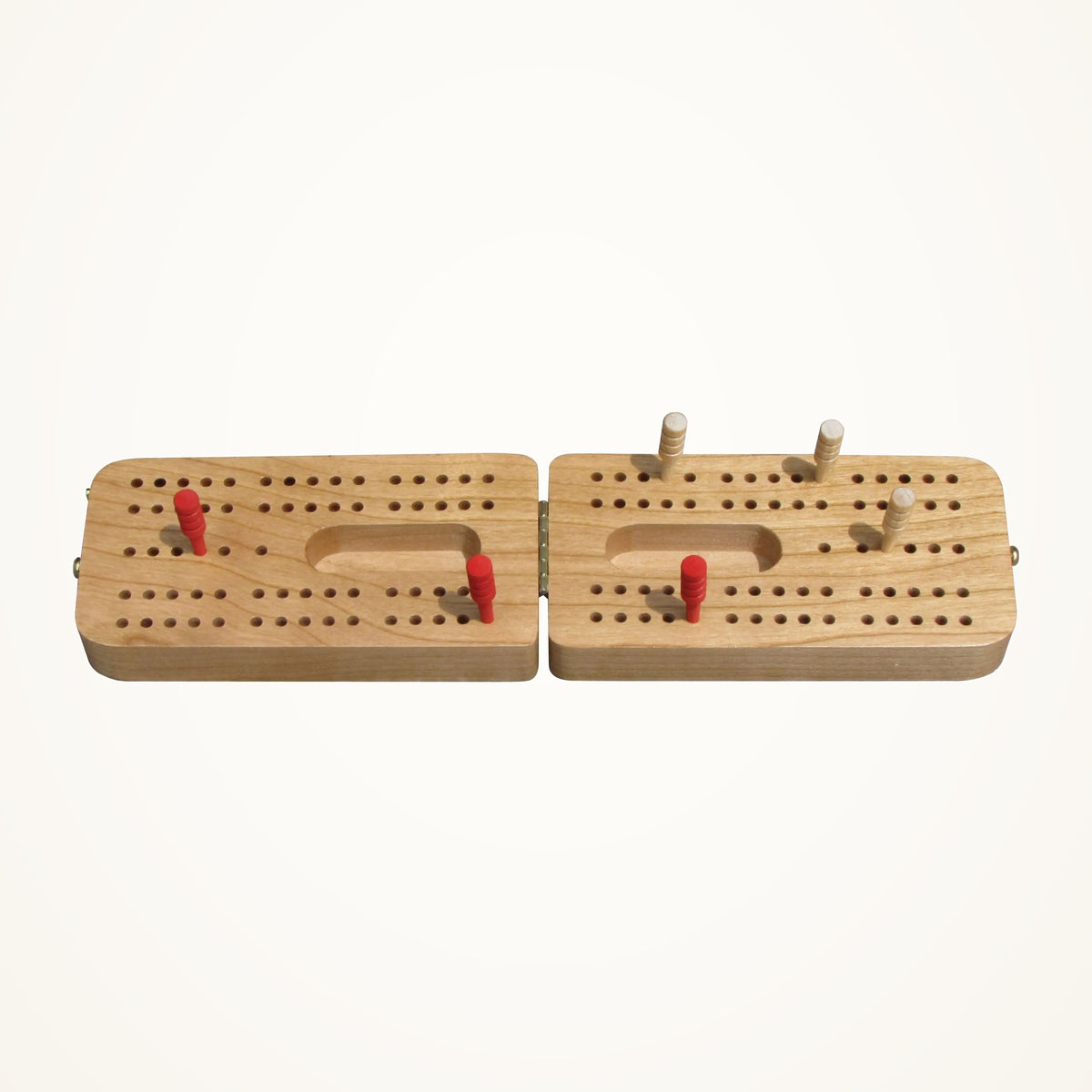 Maple Landmark Folding Cribbage photographed on a warm ivory background.
