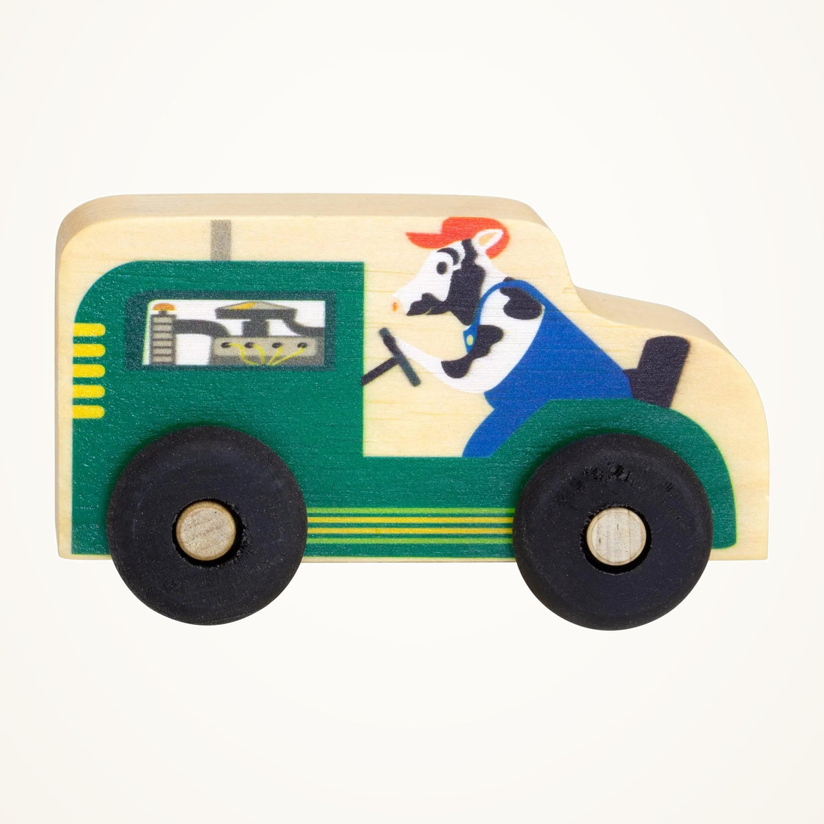 Maple Landmark Tractor Scoot Wooden Toy Vehicle on a warm ivory background
