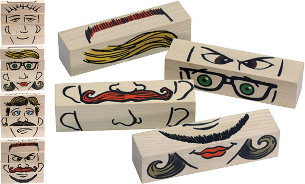 Maple Landmark Flip Faces wooden blocks with examples of different face combinations