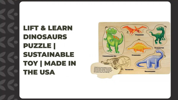 Lift & Learn Dinosaurs Puzzle | Sustainable Toy | Made in the USA by@Outfy