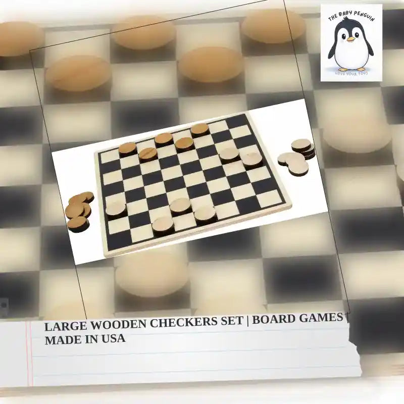 Large Wooden Checkers Set | Board Games | Made in USA by@Outfy