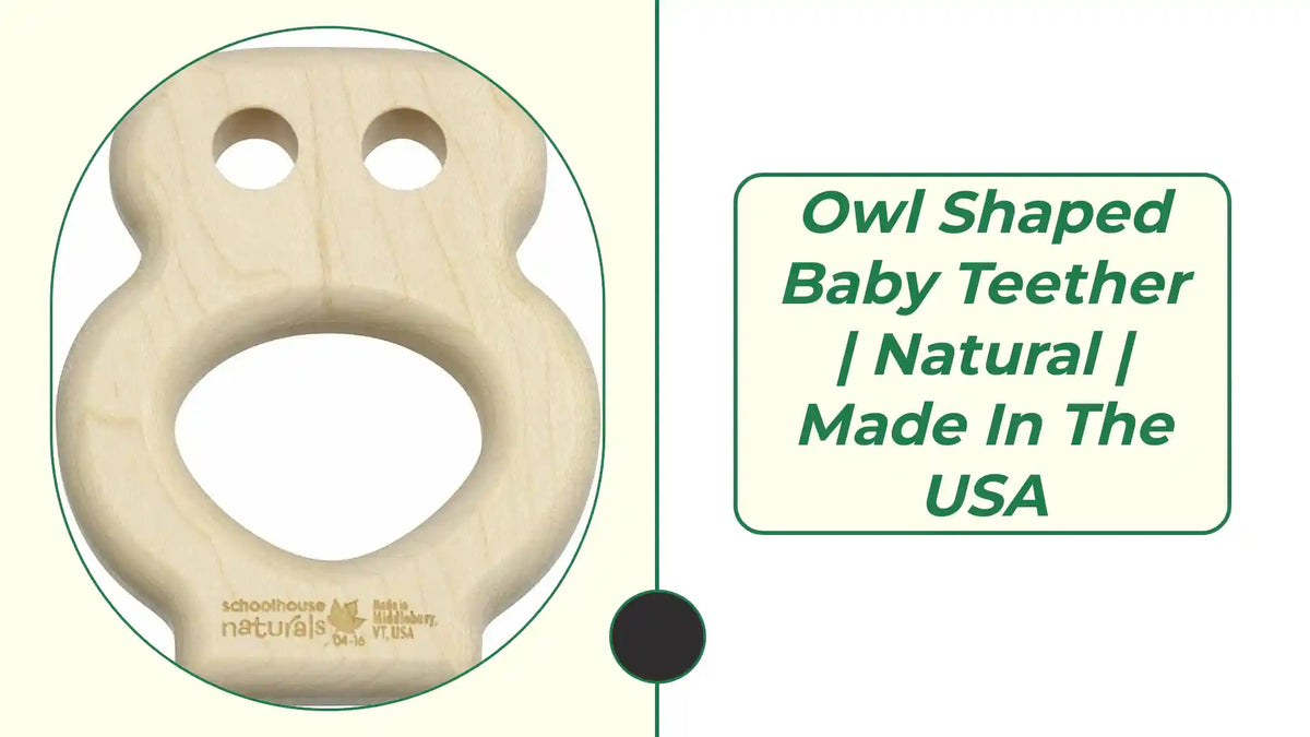 Owl Shaped Baby Teether | Natural | Made in the USA by@Outfy
