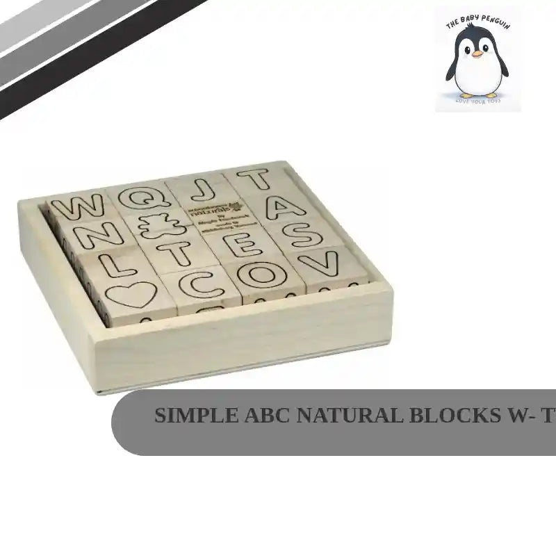Simple ABC Natural Blocks w- Tray | Made in the USA by@Outfy