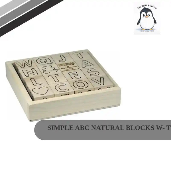 Simple Abc Block Simple ABC Natural Blocks w- Tray | Made in the USA – The Baby Penguin