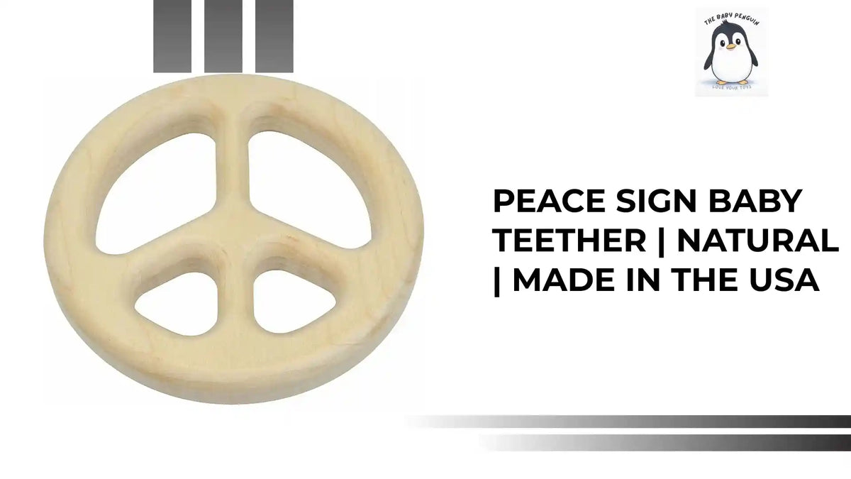 Peace Sign Baby Teether | Natural | Made in the USA by@Outfy