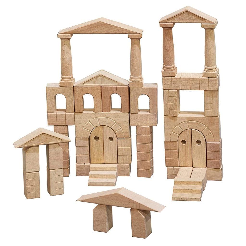 ECR4Kids ELR-19252 Hardwood Architectural Unit Block Play Set with Canvas Carry Case