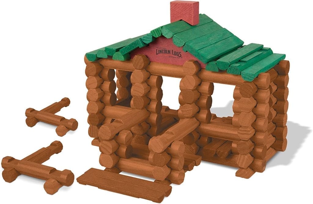 LINCOLN LOGS –100th Anniversary Tin-111 Pieces-Real Wood Logs-Ages 3+