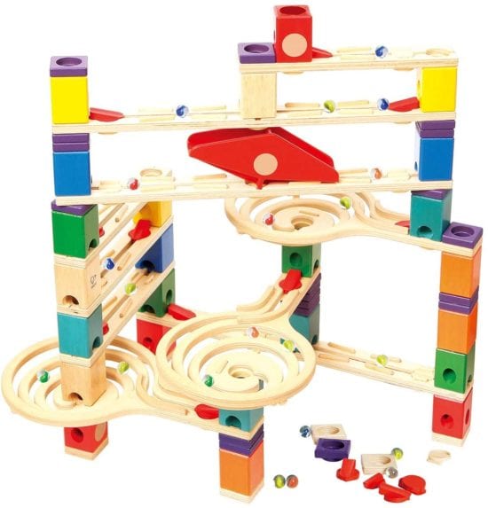 Hape Quadrilla Wooden Marble Run Construction - Vertigo - Quality Time Playing Together Wooden Safe Play - Smart Play for Smart Families,Multicolo