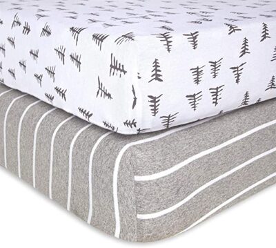 Burt's Bees Baby - Fitted Crib Sheets, 2-Pack, Boys & Unisex 100% Organic Cotton Crib Sheet for Standard Crib and Toddler Mattresses (Pine Forest)