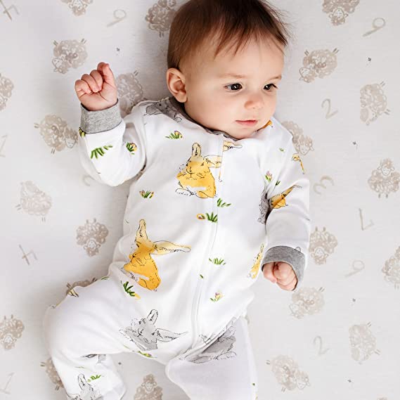Burt's Bees Baby Baby Boys' Sleep and Play Pajamas, 100% Organic Cotton One-Piece Romper Jumpsuit Zip Front Pjs