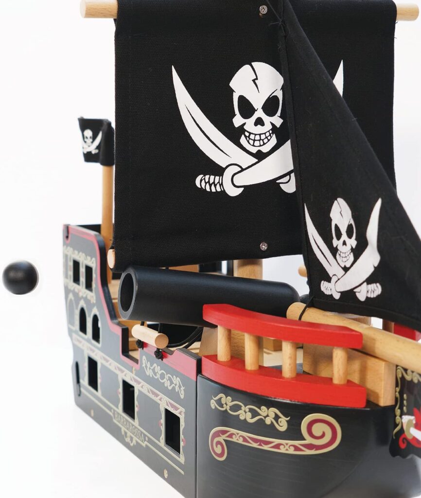 Le Toy Van Barbarossa Pirate Ship Set Premium Wooden Toys for Kids Ages 3 years & Up