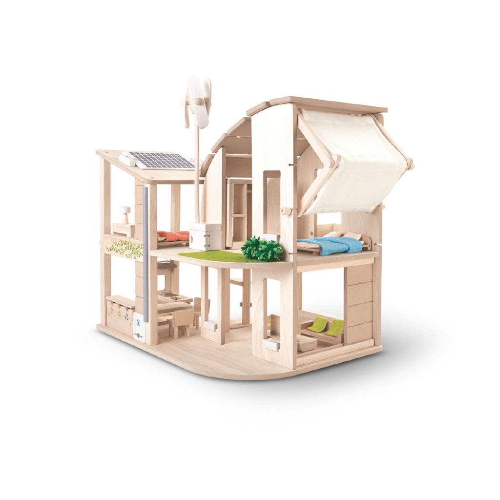 Sustainable Green Dollhouse with Furniture | (7156)