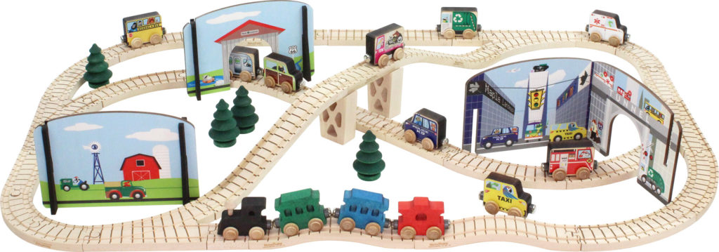 Wooden Train Town Set – Made In The USA | NameTrains By Maple Landmark