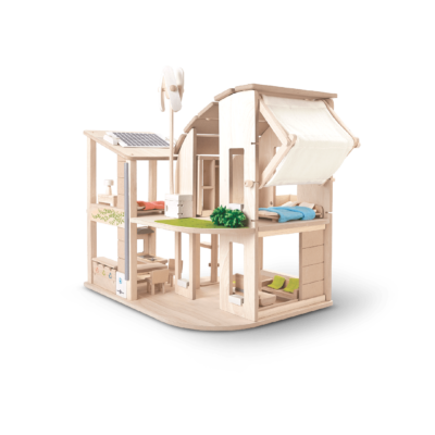 Sustainable Green Dollhouse with Furniture | PlanToys 7156