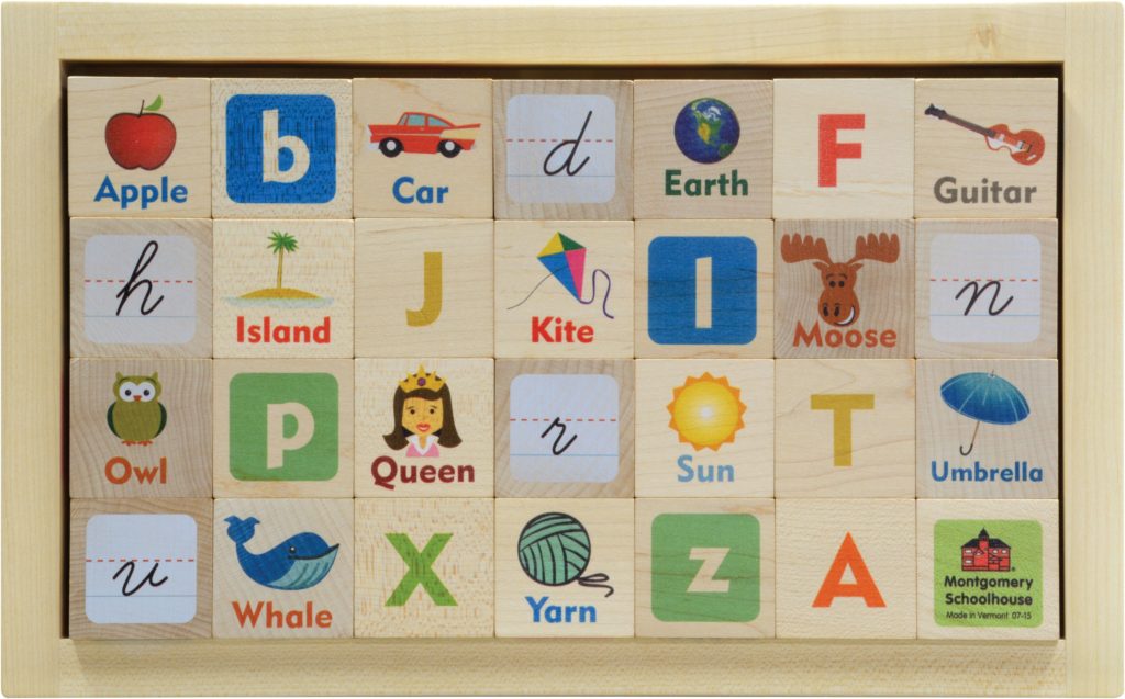 Letter Picture Natural Blocks w/Tray | USA Made