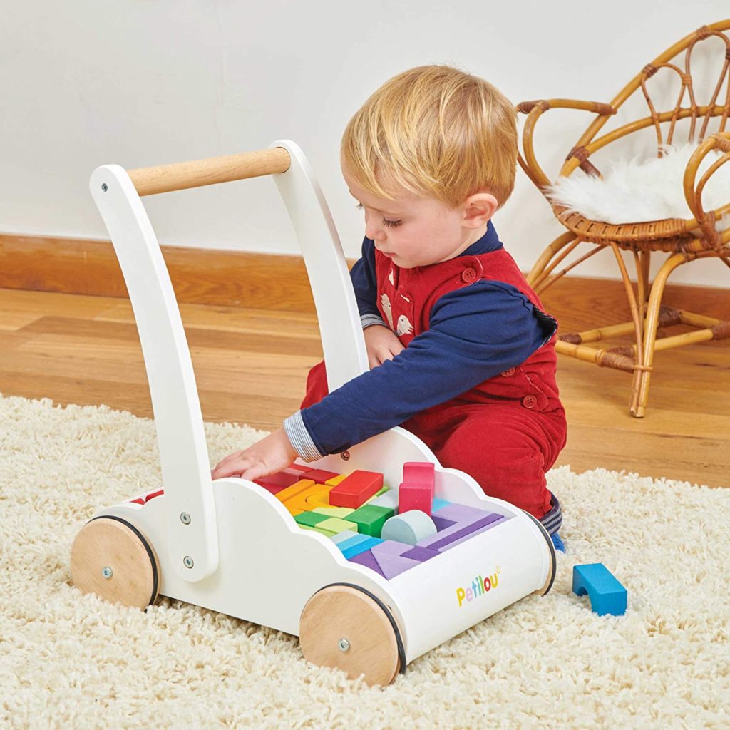 Le Toy Van - Petilou Wooden Walker Toy for Toddlers and Babies | Educational Rainbow Cloud Walker | Suitable for A Boy Or Girl 1 Year Old +, Multi,