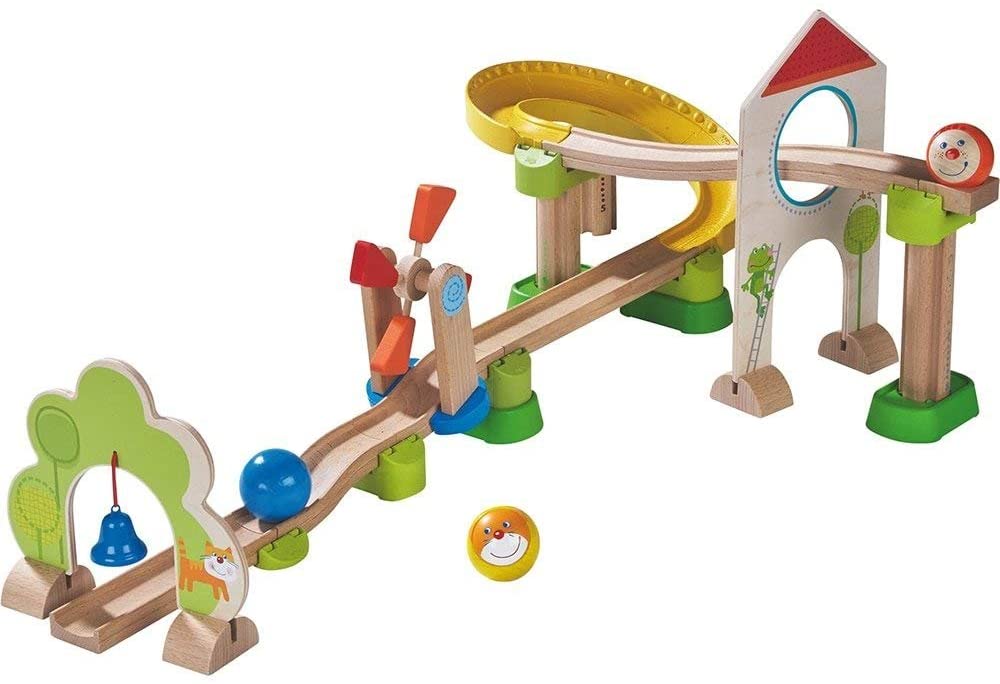 HABA Kullerbu Windmill Playset - 25 Piece Ball Track Starter Set with Special Effects - Ages 2+