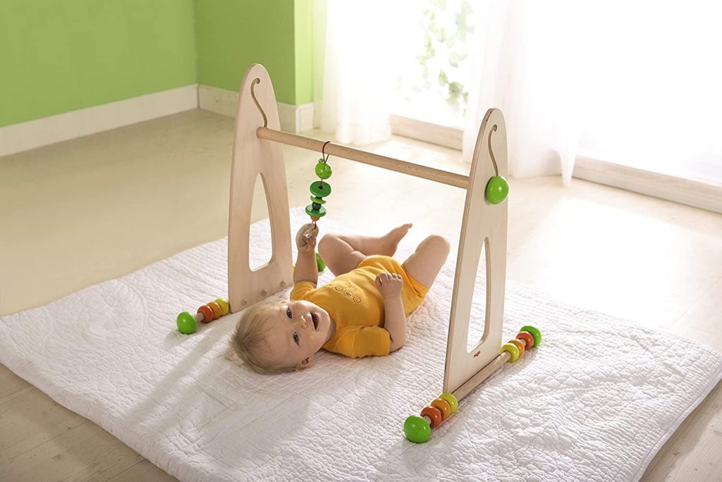 Wooden Baby Play Gym with Rattling Frog | HABA USA
