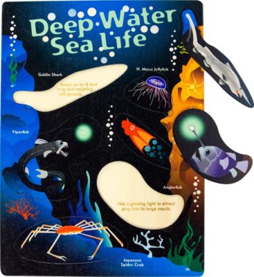 Deep Water Sea Life Puzzle | Lift & Learn | Sustainable Toy | USA Made