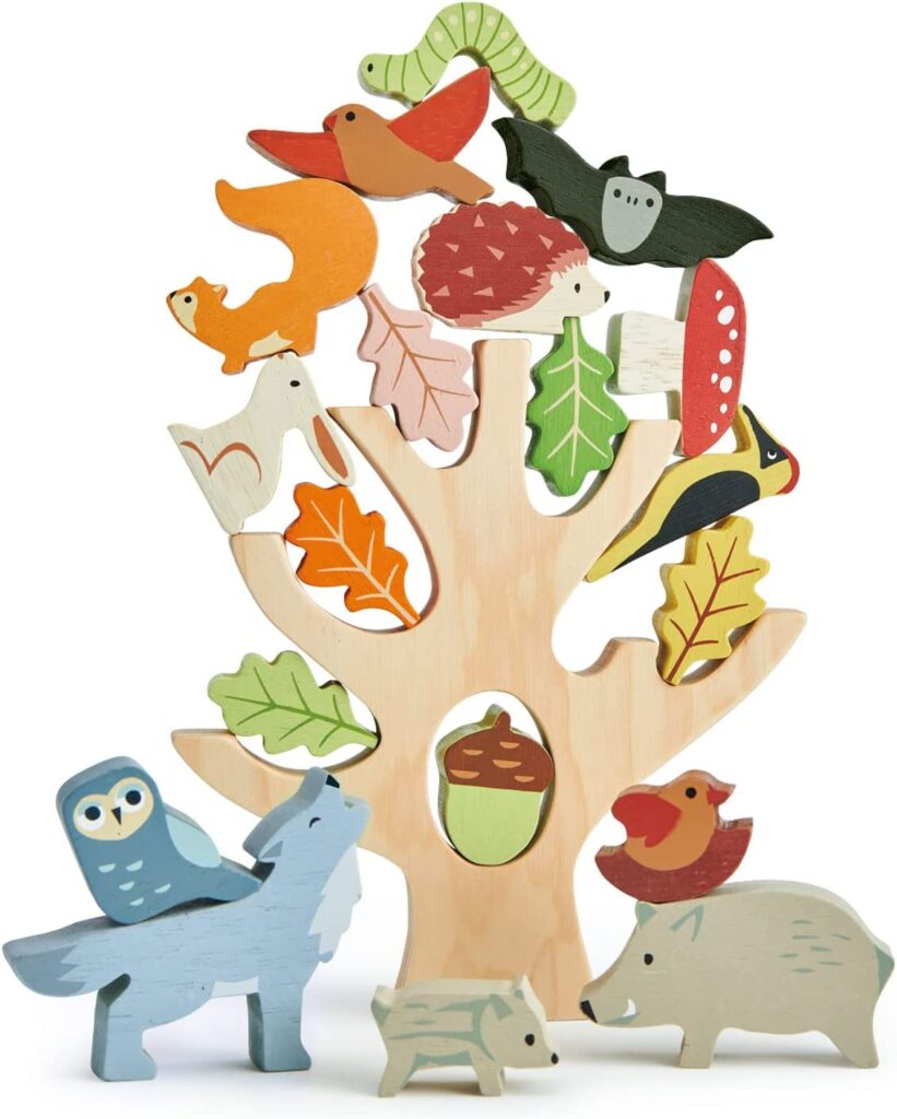 Tender Leaf Toys - Stacking Forest - Wooden Animal Balancing Game for Children and Toddlers - Manual Dexterity and Cognitive Development for Ages 18 Months+