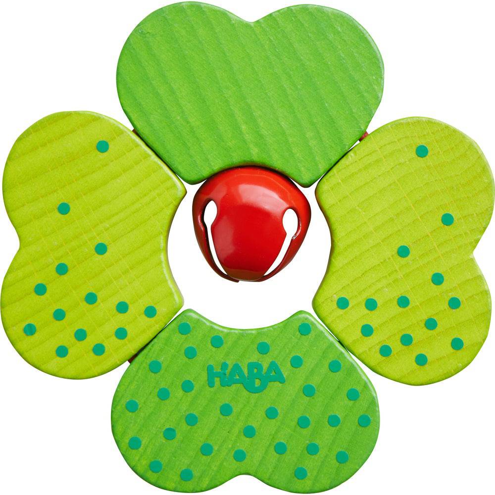 Shamrock Wooden Baby Rattle with Bell | Develop Fine Motor Skills - HABA