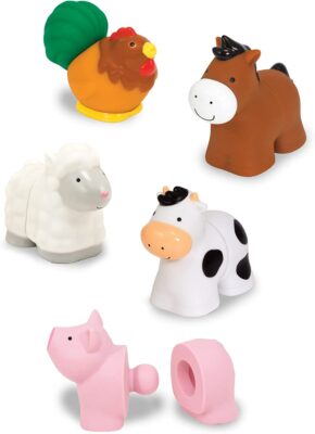 Melissa & Doug Pop Blocs Farm Animals Educational Baby Toy – 10 Linkable Pieces