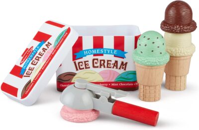Melissa & Doug Scoop and Stack Ice Cream Cone Magnetic Pretend Play Set, Multicolor