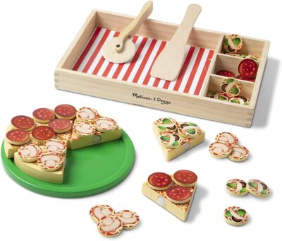 Melissa & Doug Wooden Pizza Play Food Set With 36 Toppings