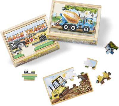 Melissa & Doug Construction Vehicles 4-in-1 Wooden Jigsaw Puzzles (48 pcs)