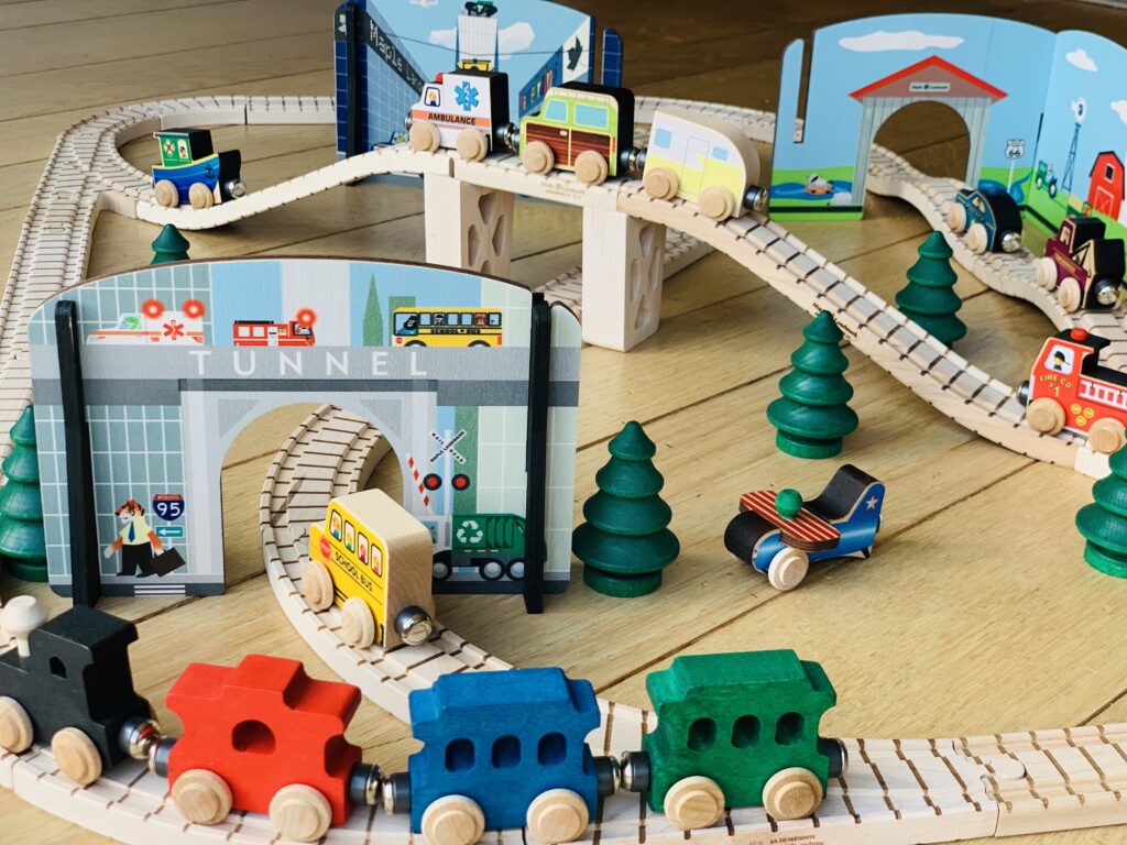 Wooden Train Town Set – Made in the USA | NameTrains