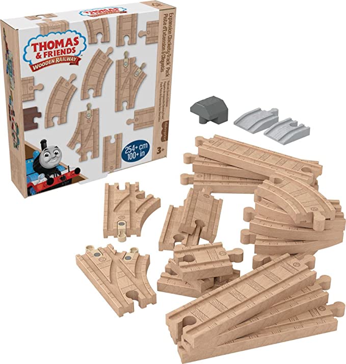 Thomas & Friends Fisher-Price Wooden Railway, Expansion Clackety Track Train Track Pack, Track Set Made from Wood