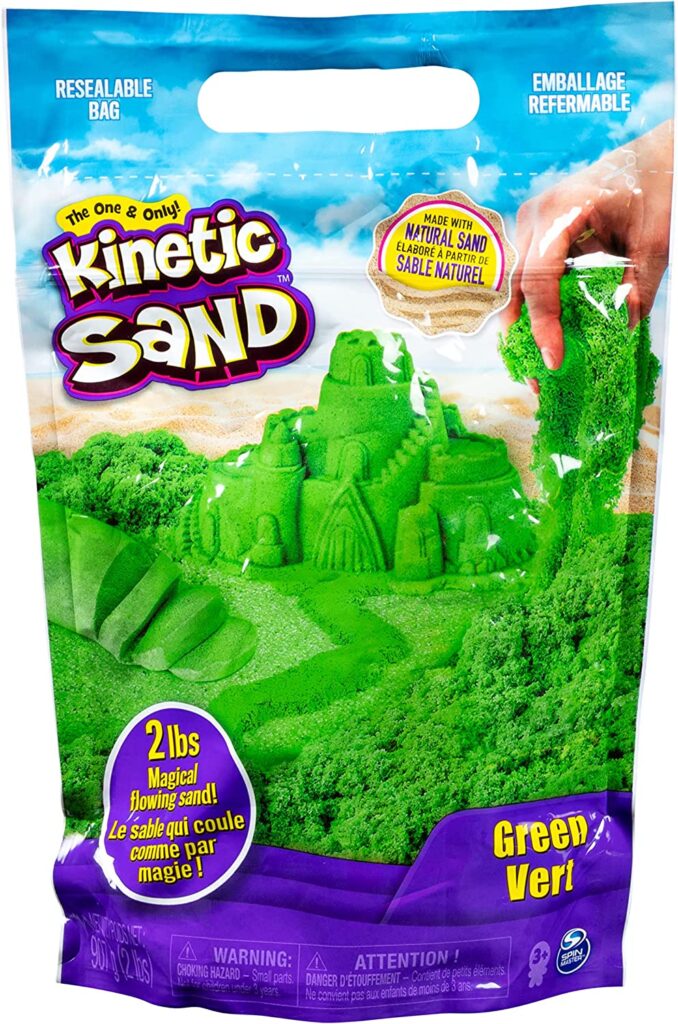 Kinetic Sand, The Original Moldable Sensory Play Sand Toys for Kids, Green, 2 lb. Resealable Bag, Ages 3+