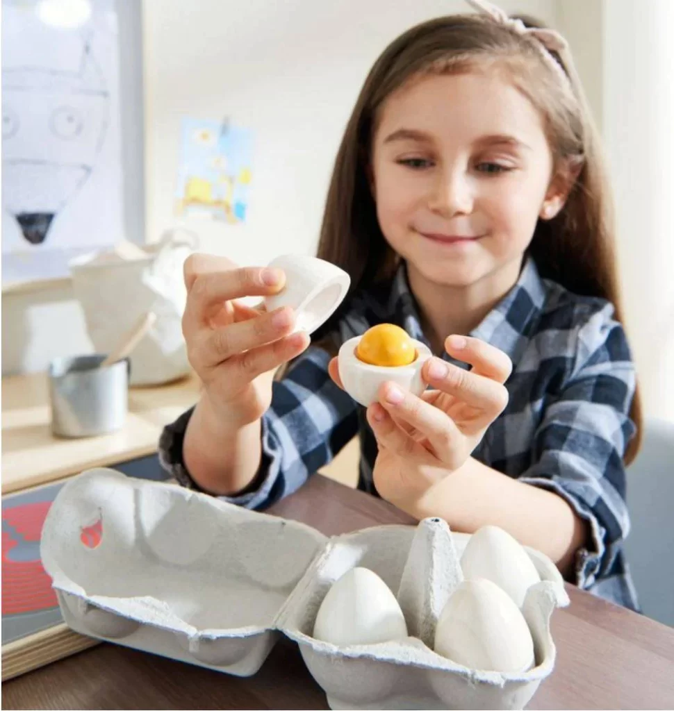 Wooden Eggs with Removable Yolk Play Food - HABA 