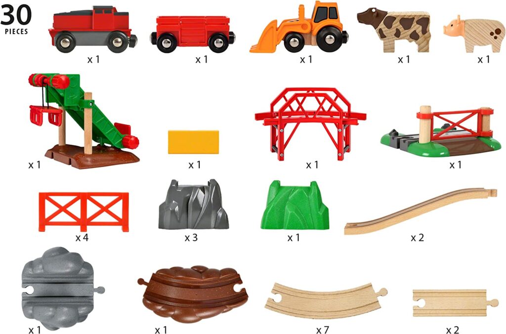 Brio 33984 Animal Farm Set | Wooden Toy Train Set for Kids Age 3 and Up