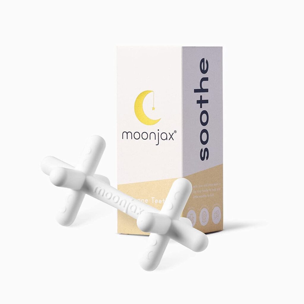 Moonjax Moonlight White Silicone Baby Teething Toys - Baby teether for Infants, Toddlers, Newborns, CPSIA Certified | Dishwasher, Sterilizer, and Freezer Safe