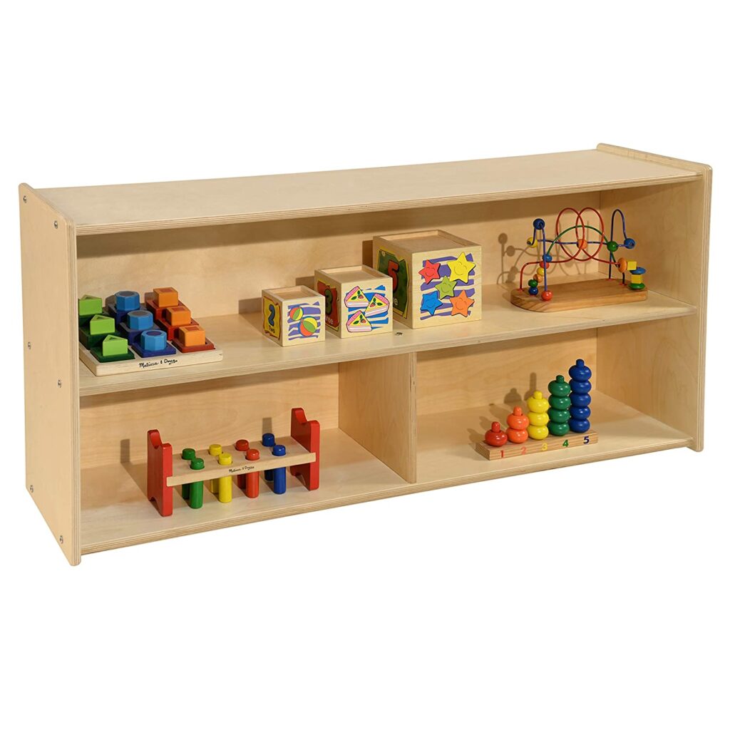 RRI Goods 2-Shelf Montessori Bookshelf, 47" Wide Horizontal Toddler Bookshelf, Kids Bookcase and Toy Organizer, Wooden Kid Storage for Books, Toys, Puzzles, Arts and Craft