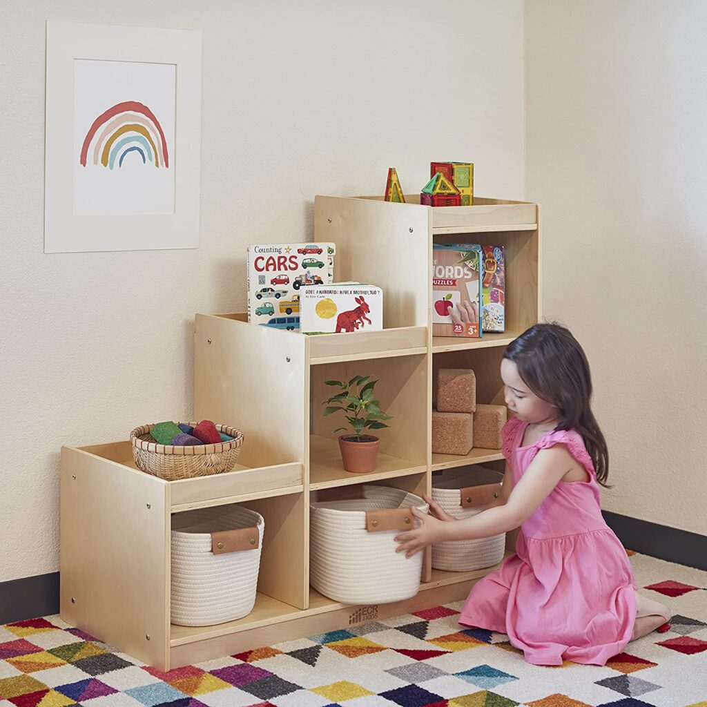 ECR4Kids 3-2-1 Cube Storage Cabinet, Children's Furniture, Natural