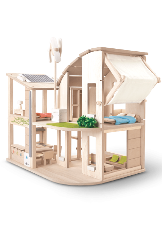 7156_PlanToys_GREEN_DOLLHOUSE_WITH_FURNITURE_Pretend_Play_Imagination_Coordination_Language_and_Communications_Social_Fine_Motor_3yrs_Wooden_toys_Education_toys_Safety_Toys_Non-toxic_
