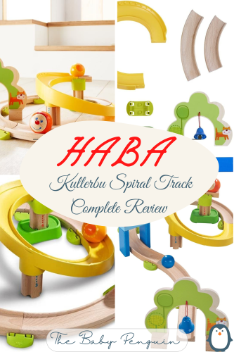 HABA Kullerbu Spiral Track - 26 Piece Wood & Plastic Ball Track Set with Crazy Curves & Bell Age 2+